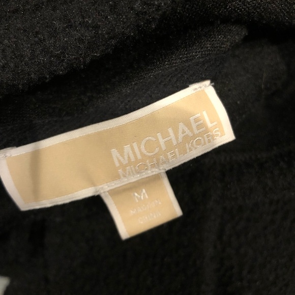 Michael Kors Black fleece pullover, with kangaroo pocket & gold hardware. Medium - Picture 10 of 11